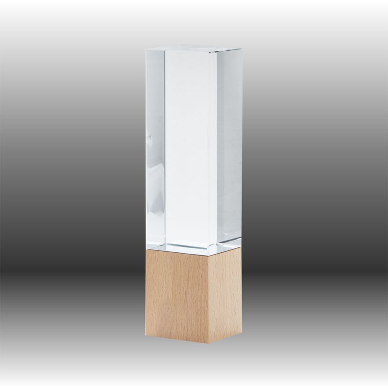 Crystal with Light Timber Rectangular Prism
