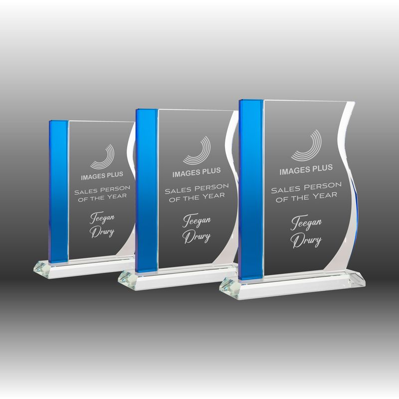 Blue Edge Rectangle Glass Award