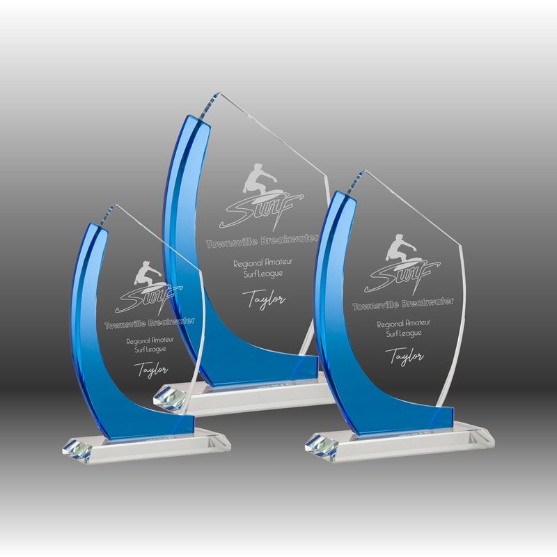 Blue Edge Wave Glass Award Blue Edge Wave Glass Award