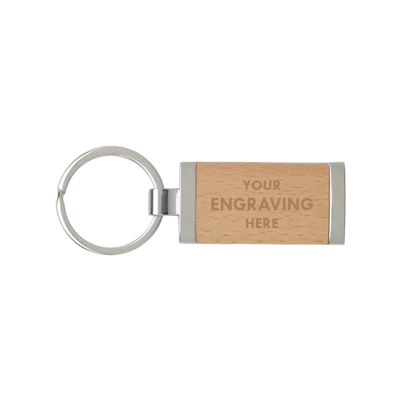 Timber Keychain with Metal Trim Timber Keychain with Metal Trim