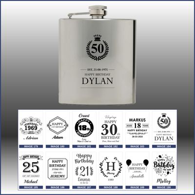 Hip Flask with Birthday Designs