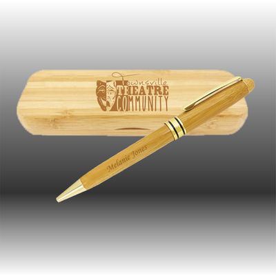Bamboo Pen & Case - Lasered Bamboo Pen & Case - Lasered