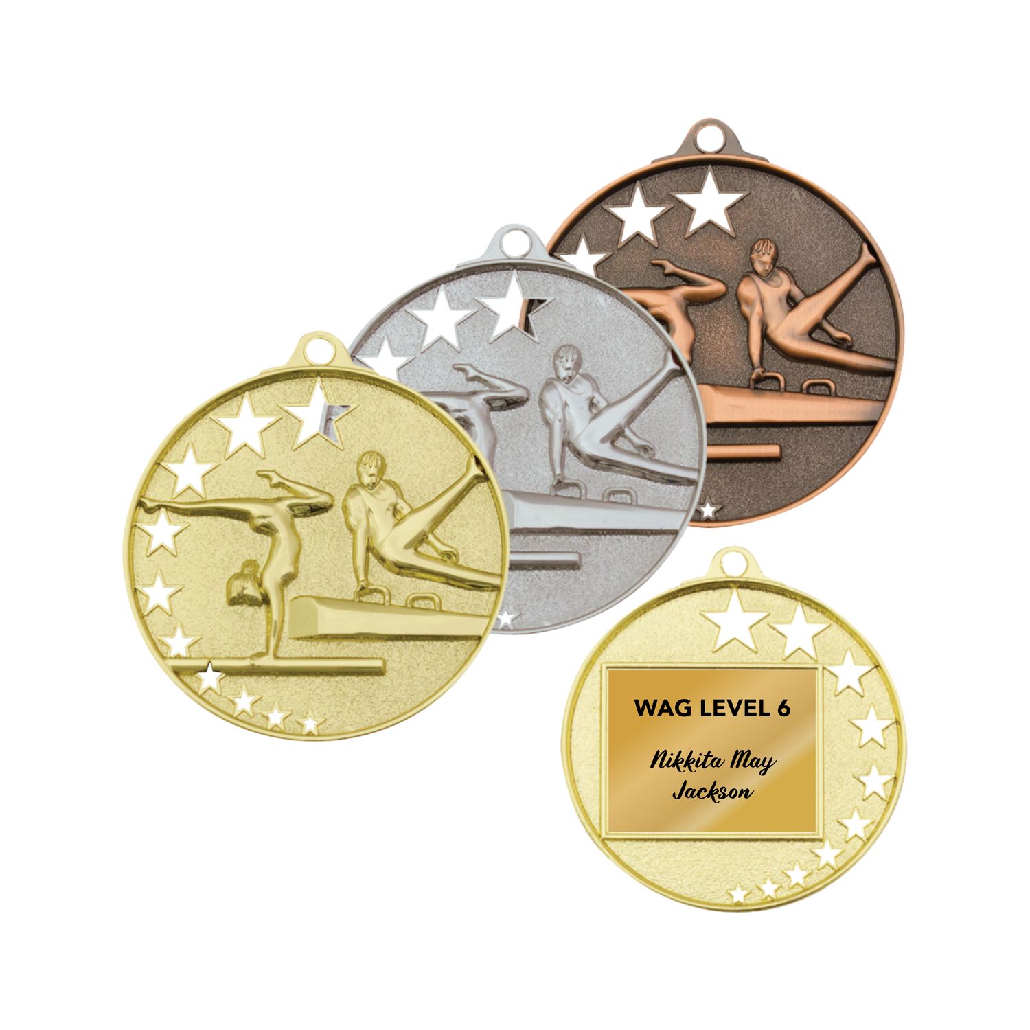 Gymnastics Stars Medals - 52mm Gymnastics Stars Medals - 52mm