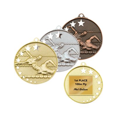 Swimming Stars Medals - 52mm Swimming Stars Medals - 52mm