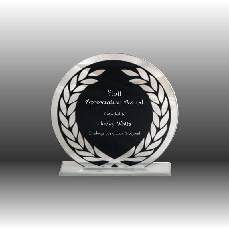Glass Trophy Laural Wreath - 160mm