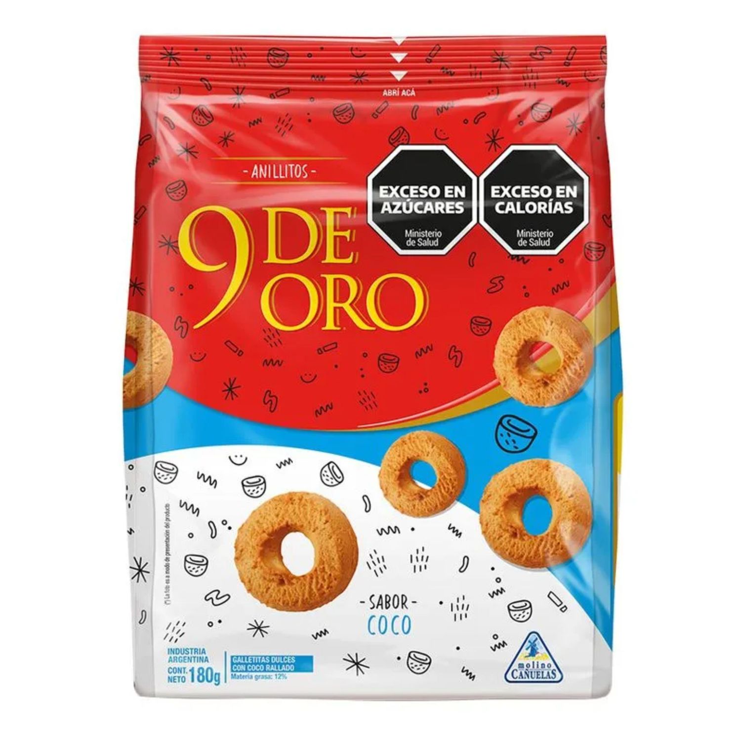 GALLETITAS 9 DE ORO ANILLITOS COCO x120gr