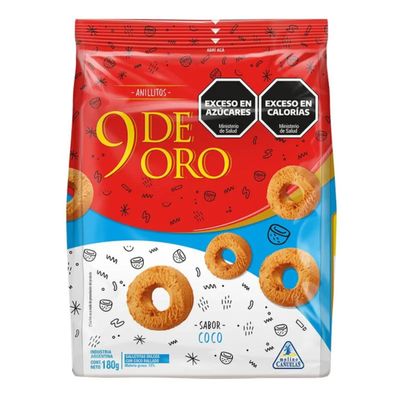 GALLETITAS 9 DE ORO ANILLITOS COCO x120gr