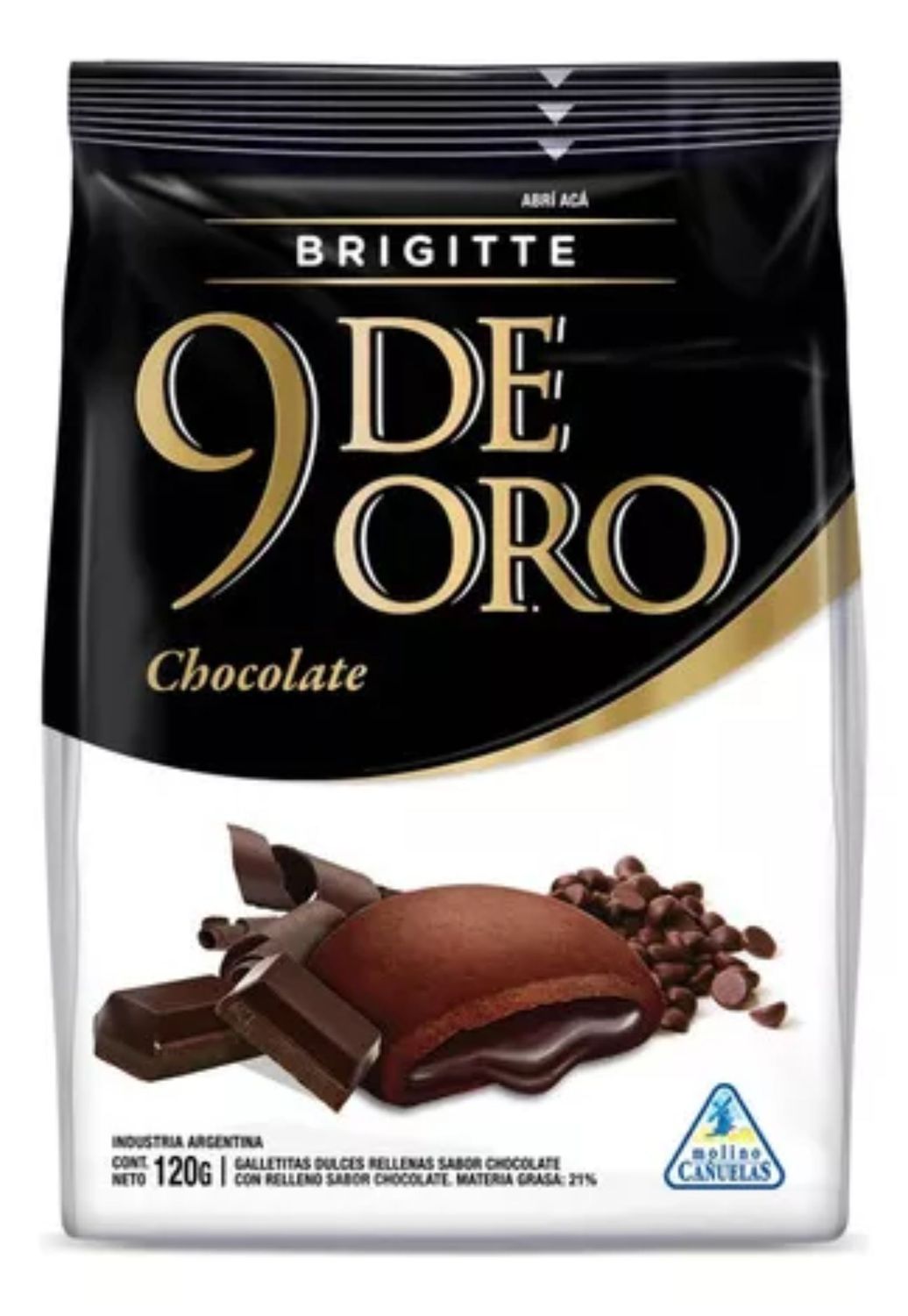 9 DE ORO BRIGITTE CHOCOLATE C/CHOCOLATE x120gr