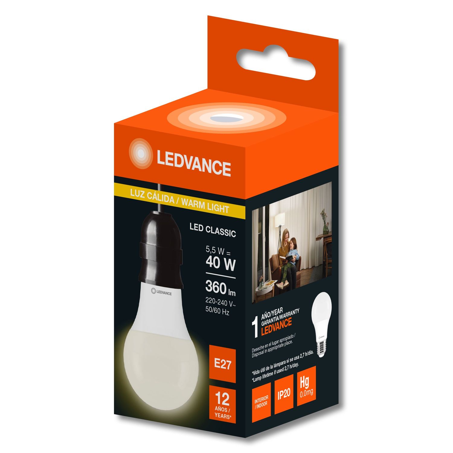 LEDVANCE LAMPARA LED LUZ CALIDA 830 X5,5W