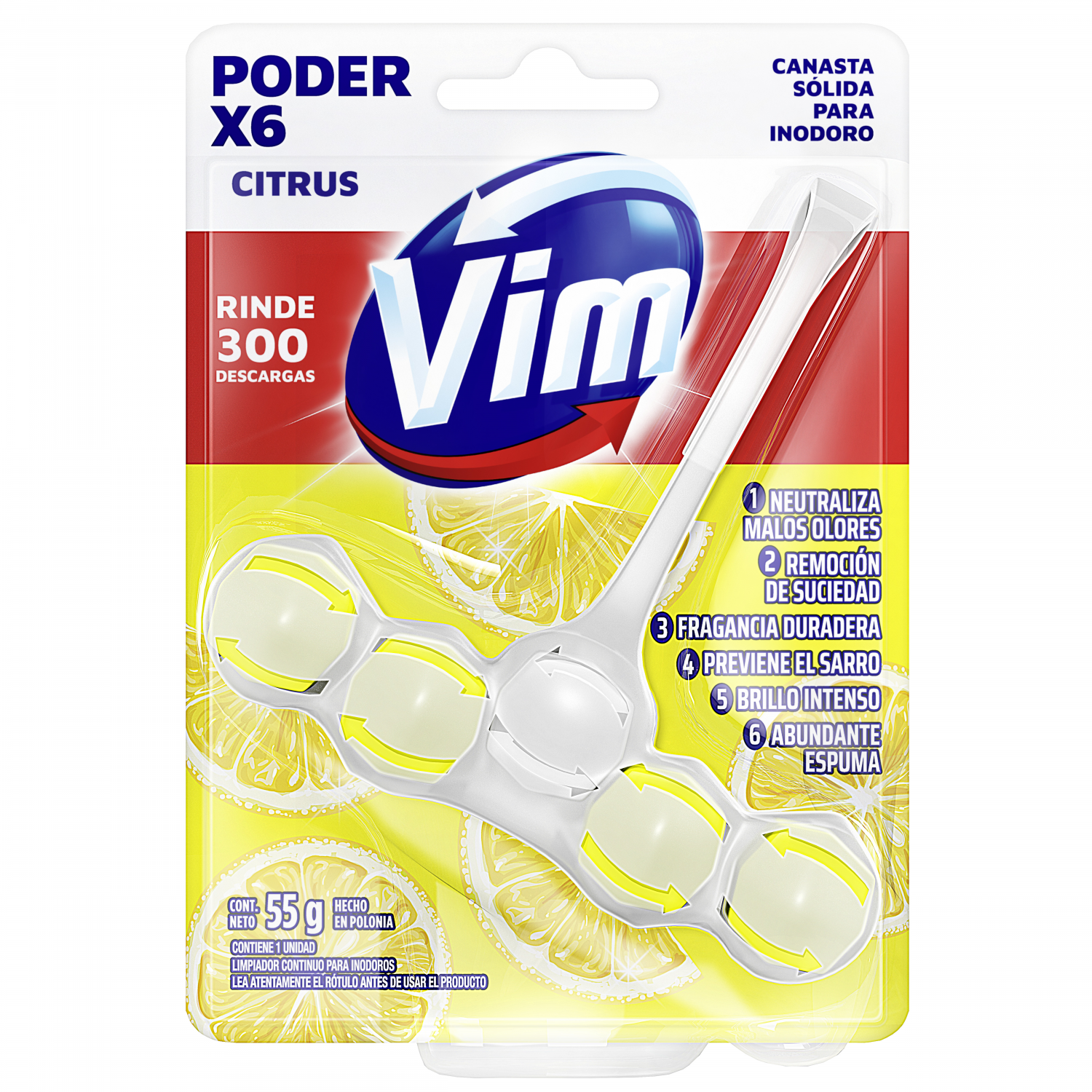 VIM CANASTA BANO PODER 6 CITRUS x55G