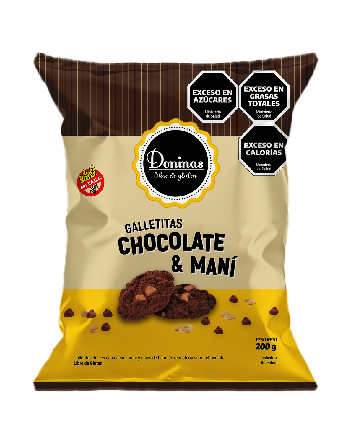 DONINAS GALLETITAS DULCES CHOCO Y MANI 200gr