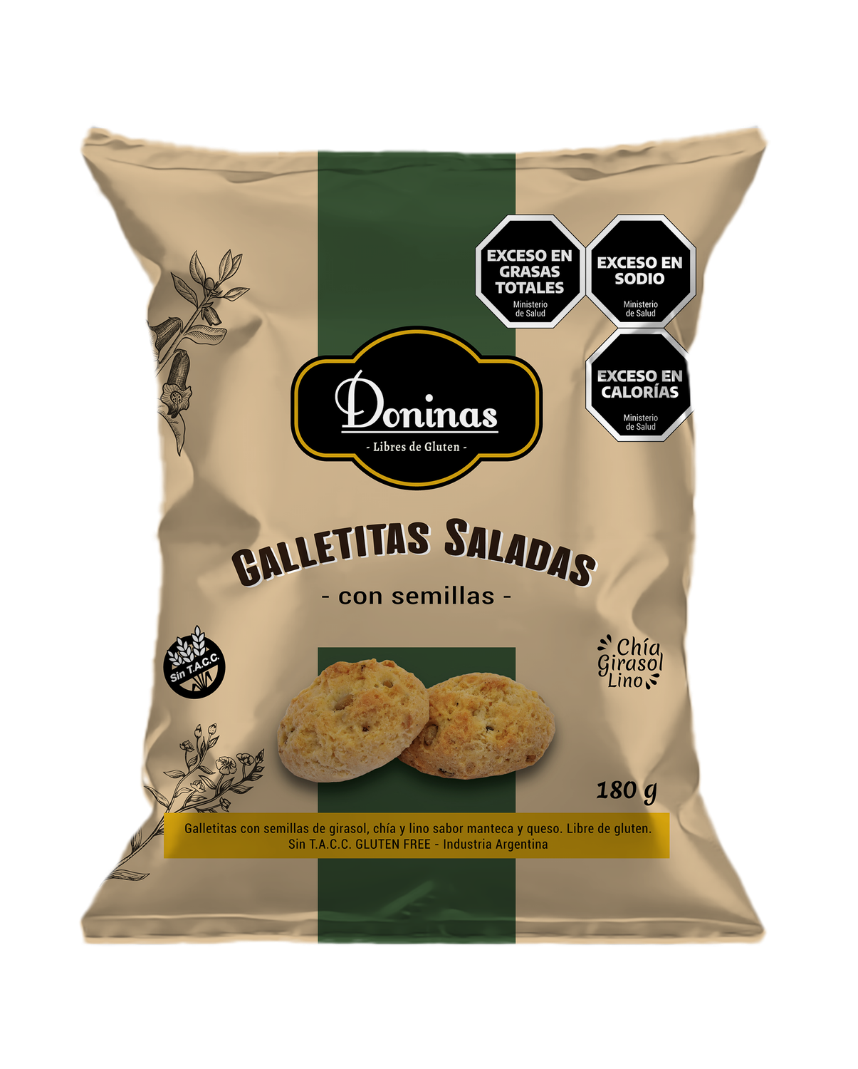 DONINAS GALLETITAS SALADAS C/ SEMILLAS 180gr