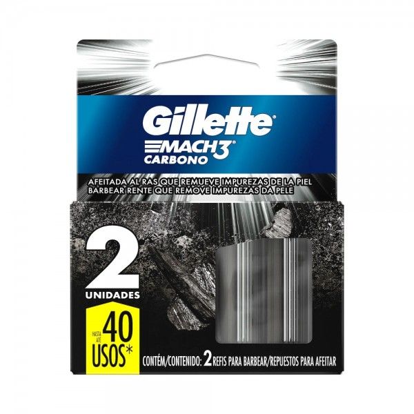 GILLETTE CARTUCHO MACH3 CARBONO x2