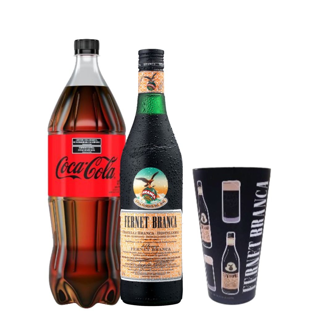 KIT FERNET BRANCA + COCA ZERO + VASO ILUST TODOKIT