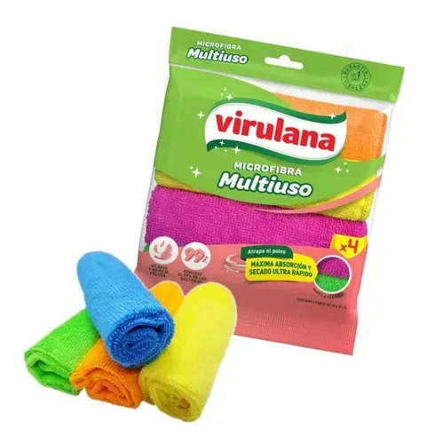 VIRULANA PAÑO MICROFIBRA PACK X4unid