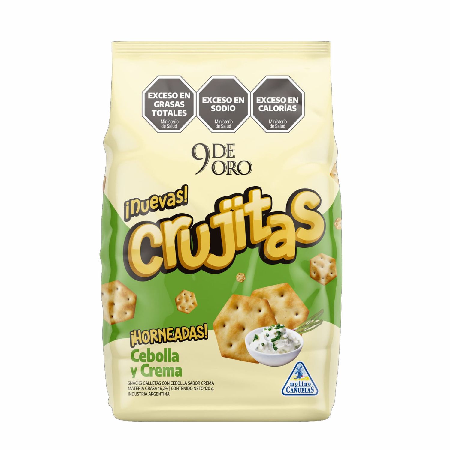 9 DE ORO CRUJITAS CEBOLLA Y CREMA x120grs