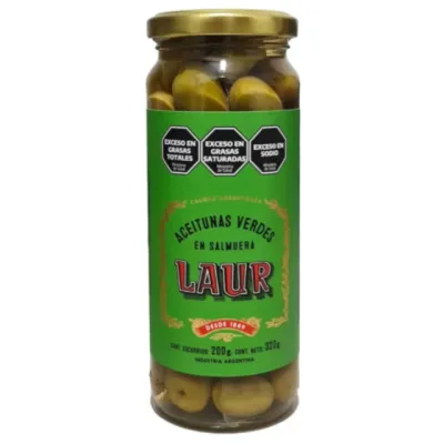 ACEITUNAS LAUR VERDES GRANDES C/ CAROZO x200gr