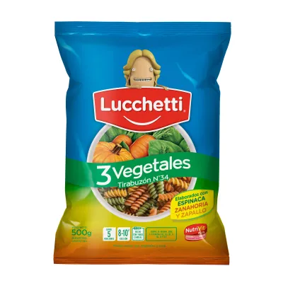 FIDEOS LUCCHETTI 3 VEG TIRABUZON x500GR