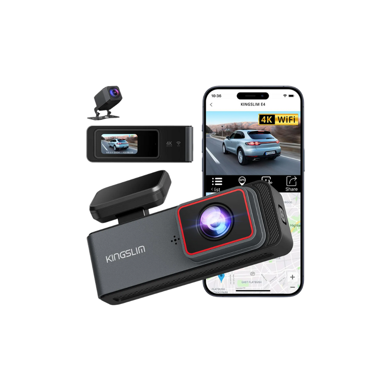 Kingslim E4 Dash Cam 4k Frente Y 1080p Detrás Ews