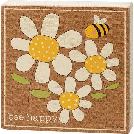 Bee Happy inset box sign