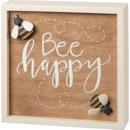 Felt Bee Happy Box Sign