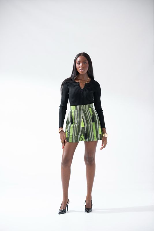 Aso-oke Shorts with Tassel Detailing
