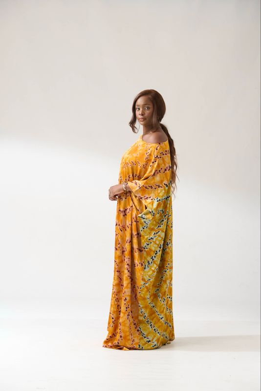 Adire Silk Kaftan