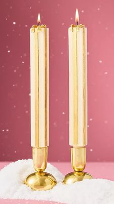 Set de 2 Velas en Forma de Regalo Dorado