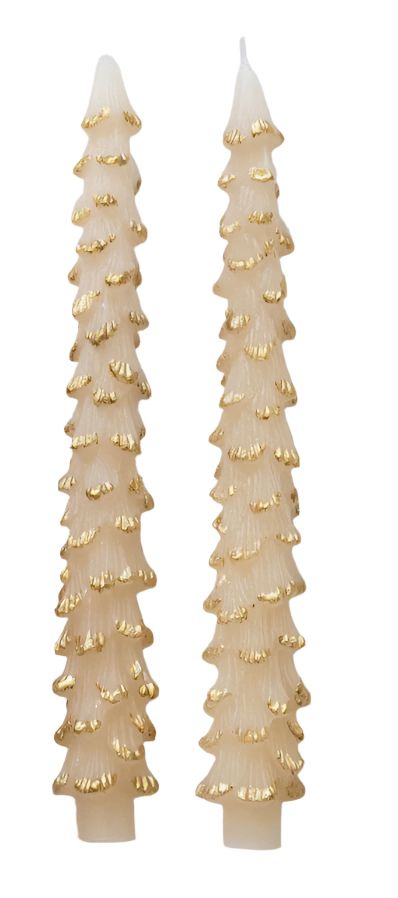 Set De Dos Velas En Forma De Árbol Blanco