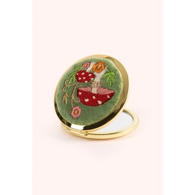 Espejo De Terciopelo Bordado- Honguitos