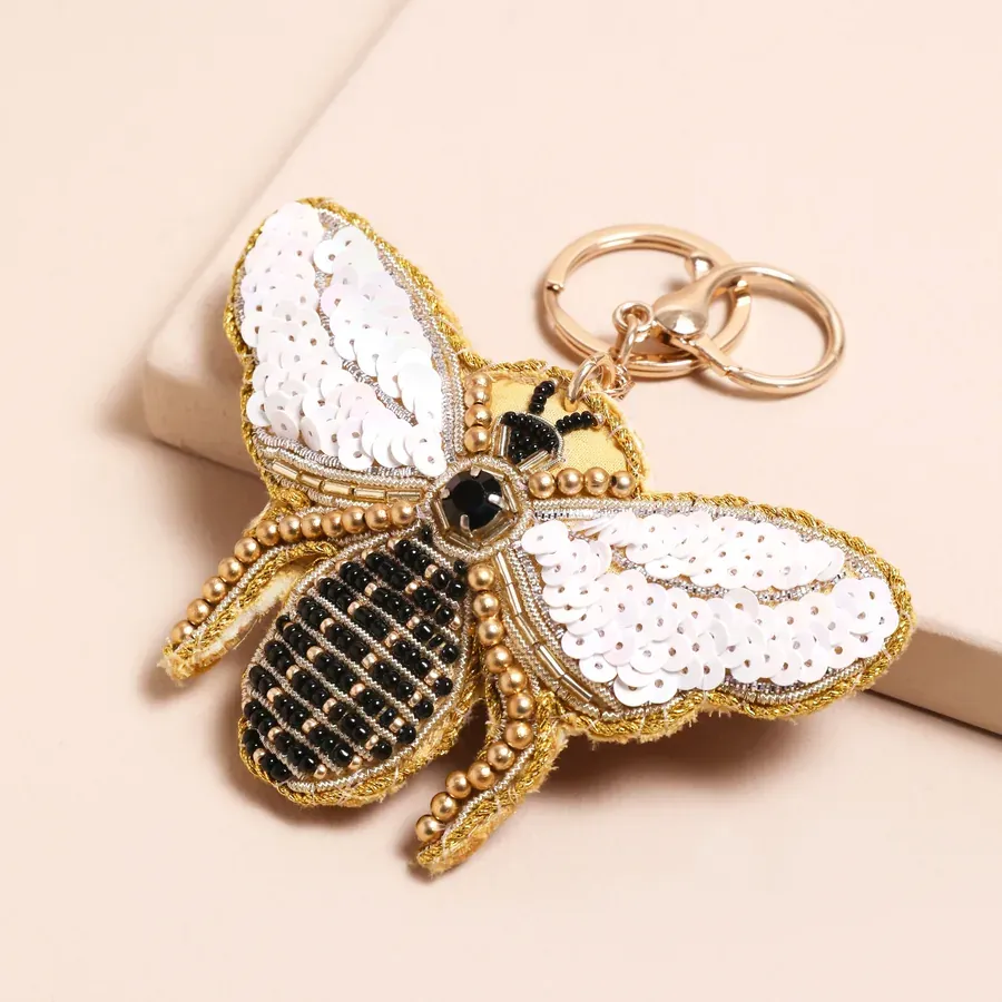 Beaded Bee Keyring and Bag Charm