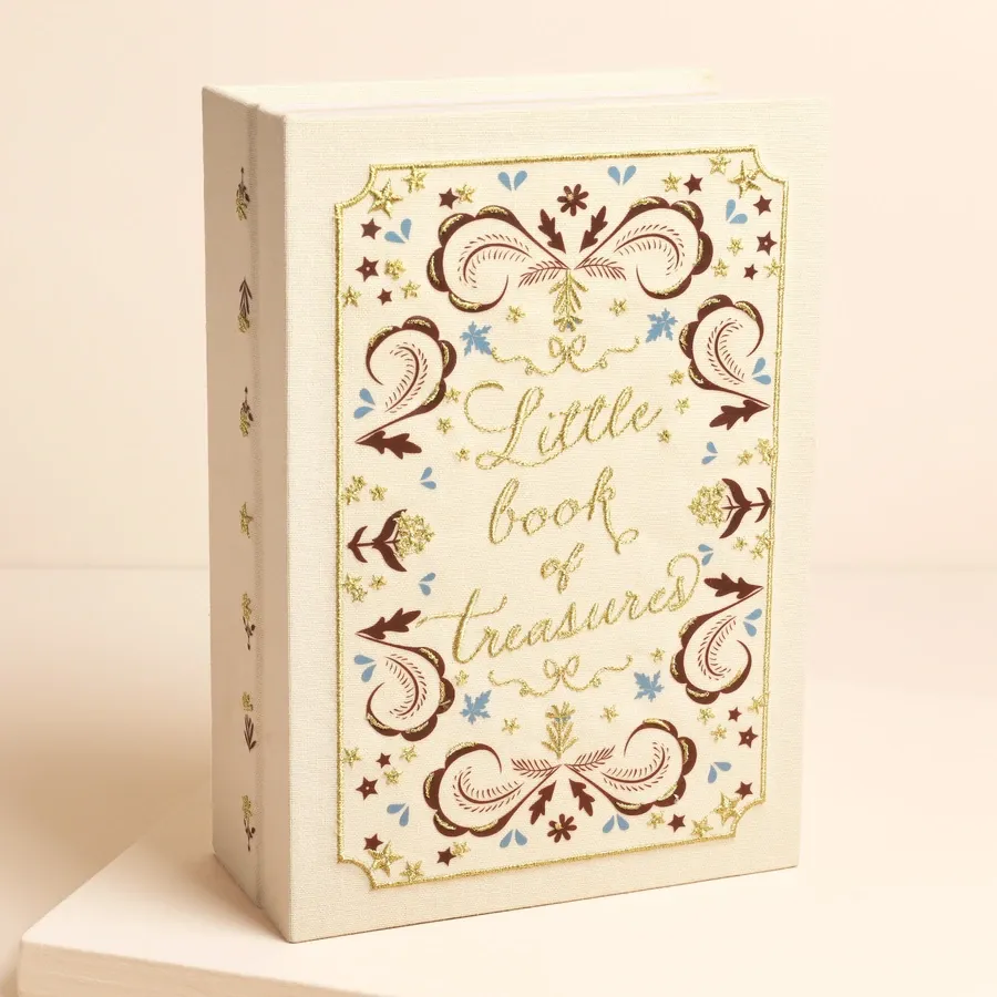 Cream Linen Book of Treasures Novel Jewellery Box