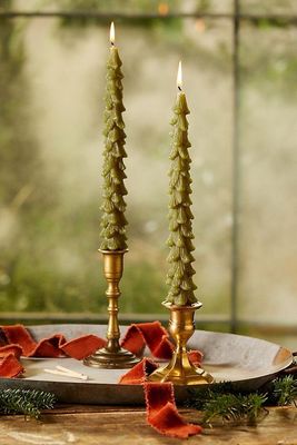 Set De 2 Velas En Forma De Árbol Verde