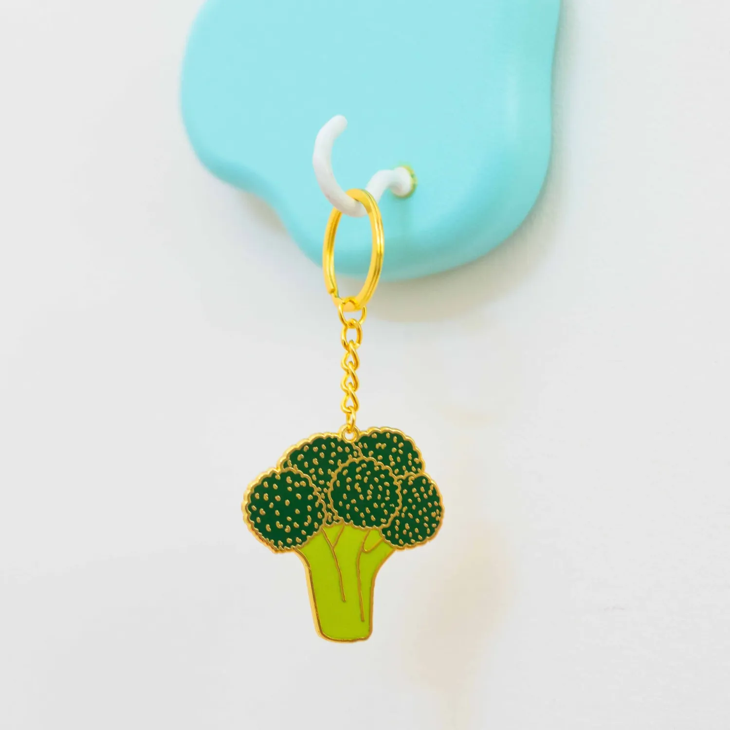 Broccoli Enamel Keyring