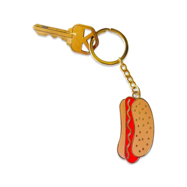 Hot Dog Enamel Keyring