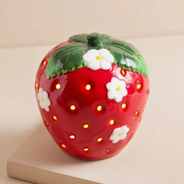 Ceramic Strawberry Flowers LED Light