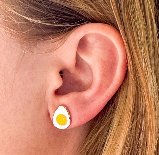 Egg enamel earrings