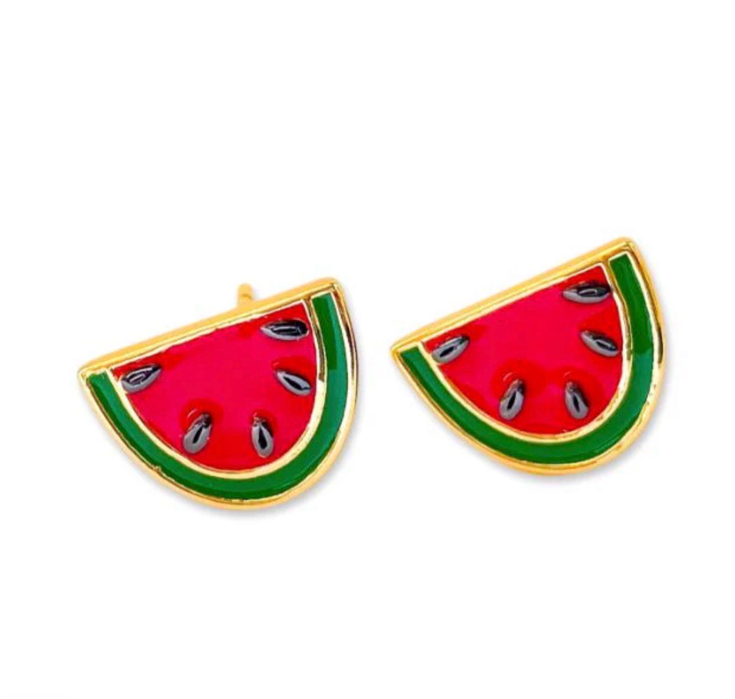 Watermelon Enamel Earrings