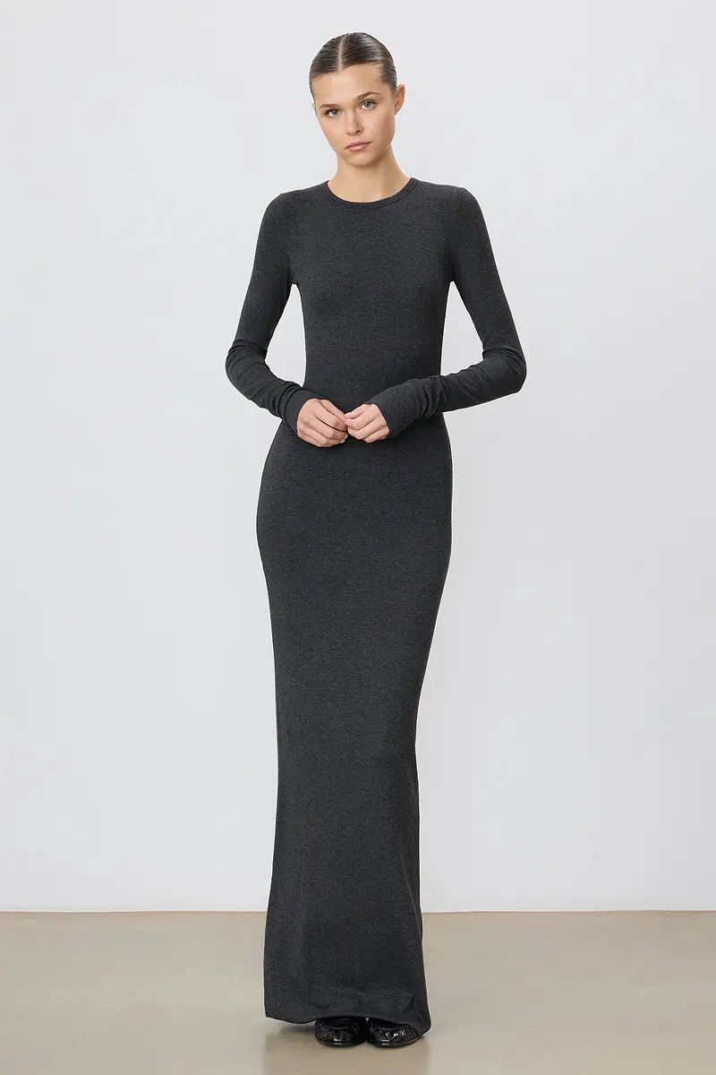 L/S Crewneck Maxi Dress
