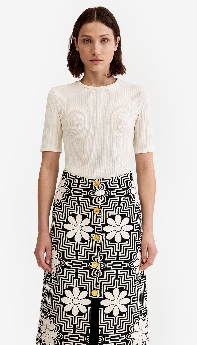 Elbow Sleeve Knit Crewneck