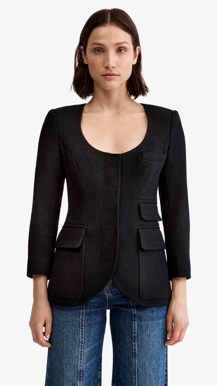 Crop Sleeve Portrait Neck Blazer