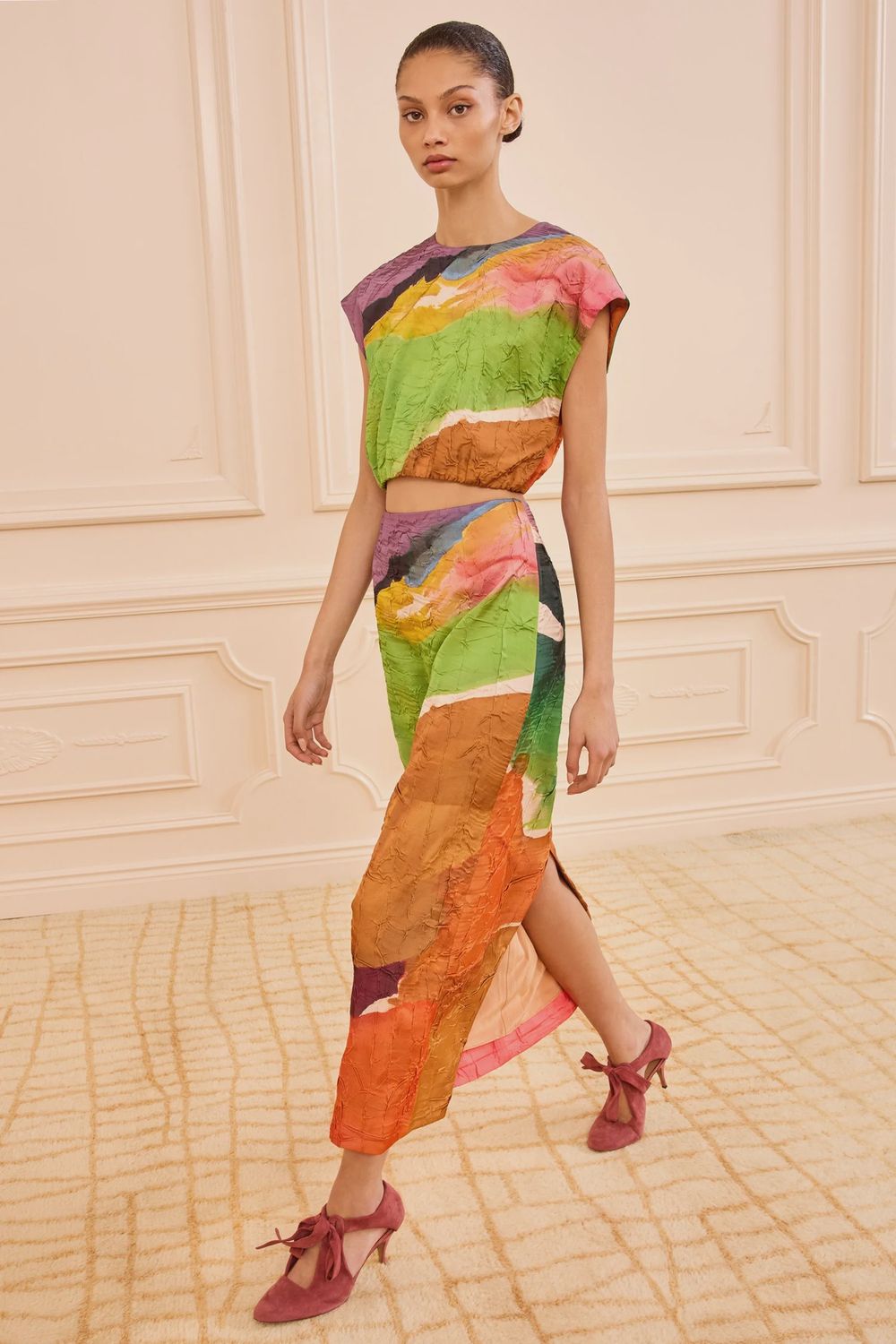 Inez Satin Pencil Skirt