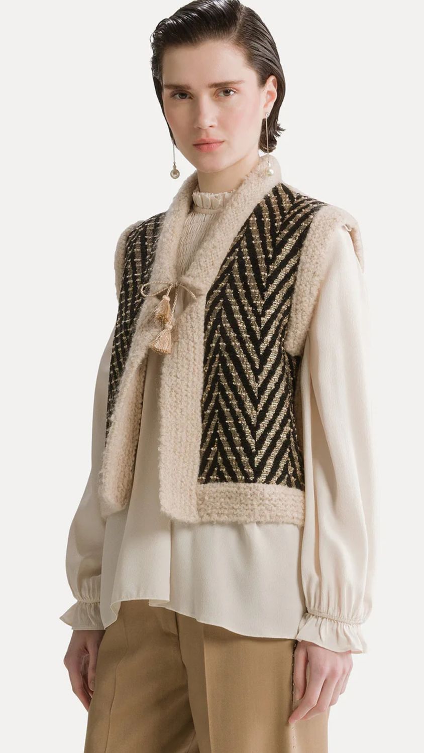 Chevron Jacquard Mix Knit Vest