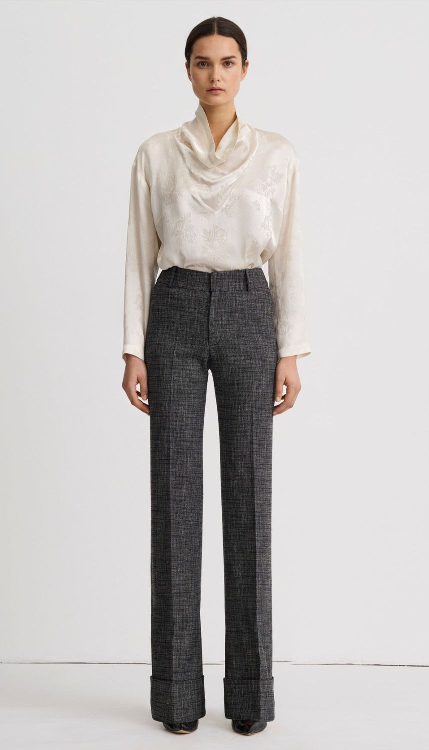 Wide Leg Cuffed Trouser