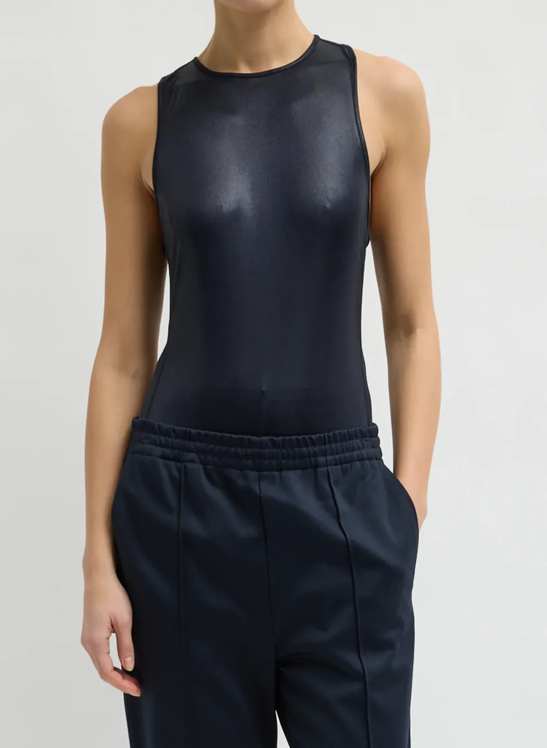 Metallic Knit Crewneck Bodysuit