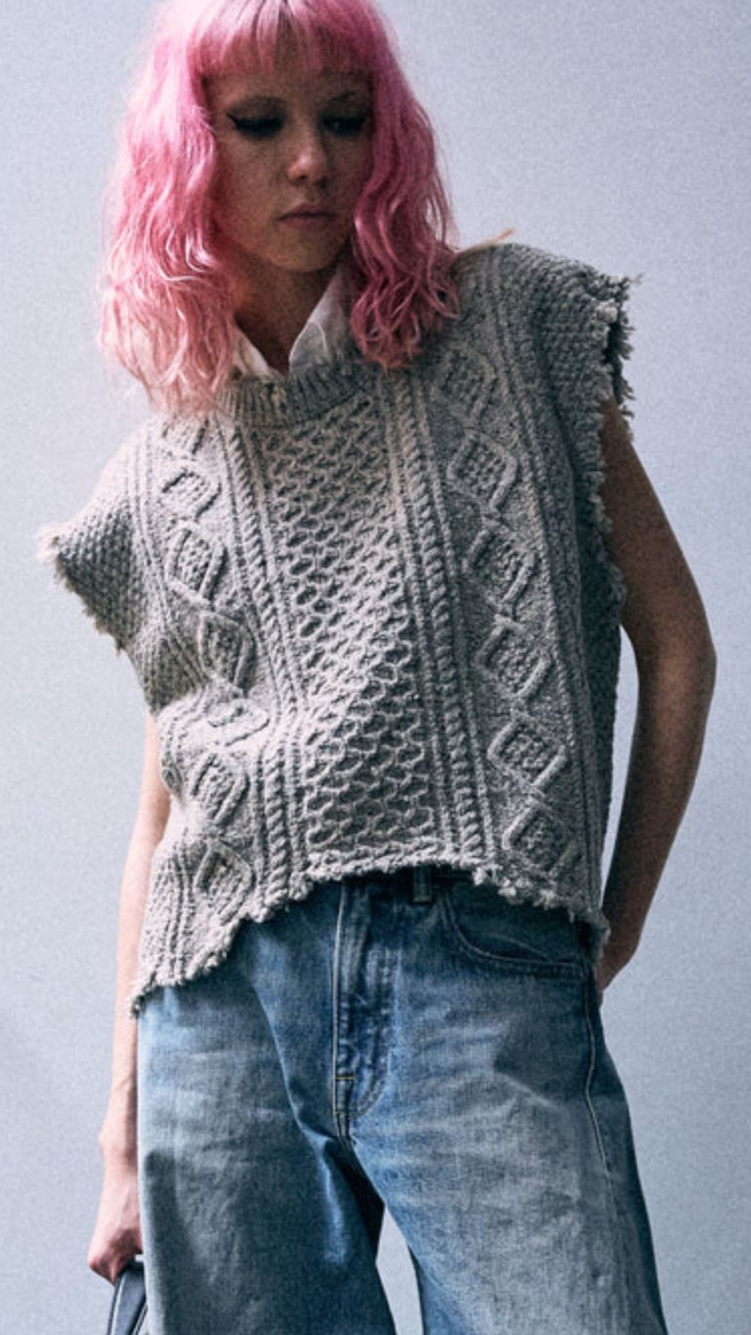 Boyfriend Cable Sweater Vest