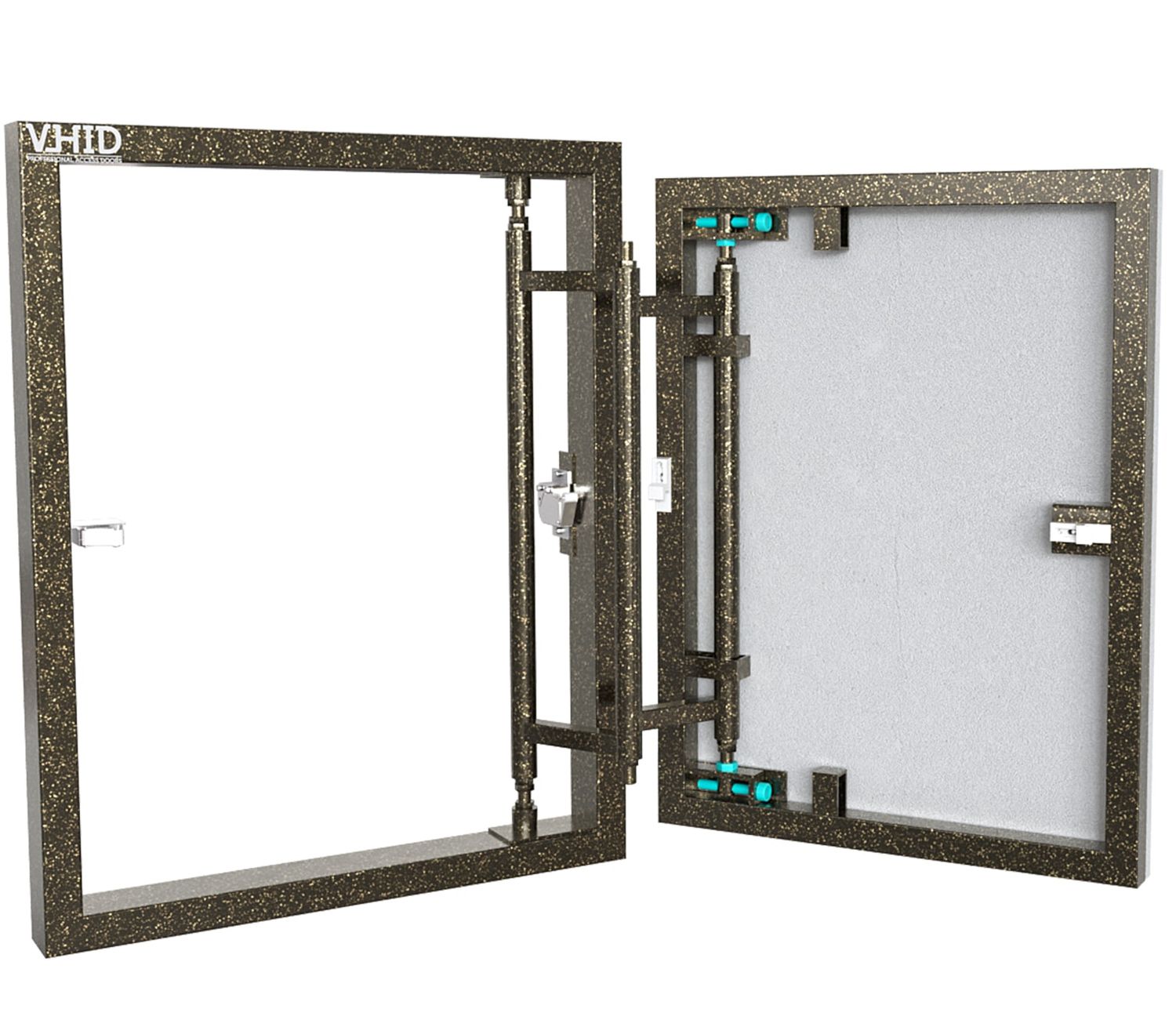 Hidden tile access door with a 3D hinge adjustment, mod. Regulator