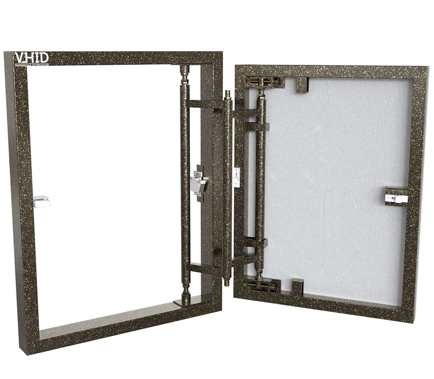 Hidden tile access door with a 3D hinge adjustment, mod. Regulator
