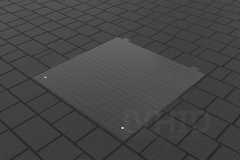 Floor hatches with a metal cover
