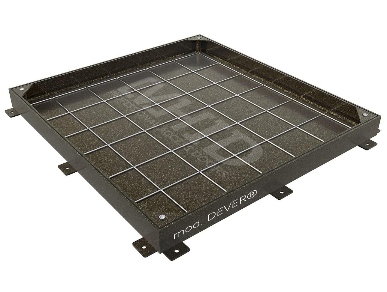 Hermetic Floor Access Cover with a manually removable filling tray, mod. DEVER. Black steel